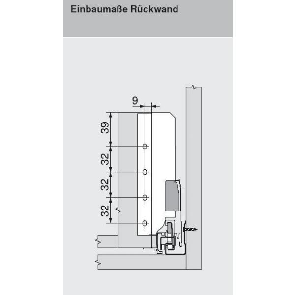 TANDEMBOX Holzrückwandhalter, Höhe C=192mm, grau Z30C000S