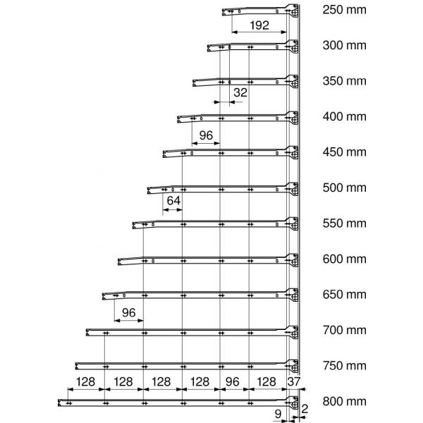 Rollschubführung Teilauszug, 25 kg, NL=650 mm