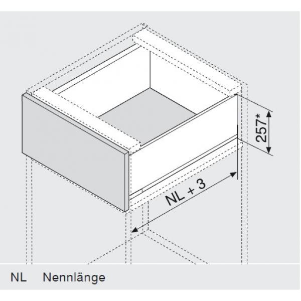 blum LEGRABOX pure Zarge F=239,9mm, NL=600 mm, Inox 770F6002I