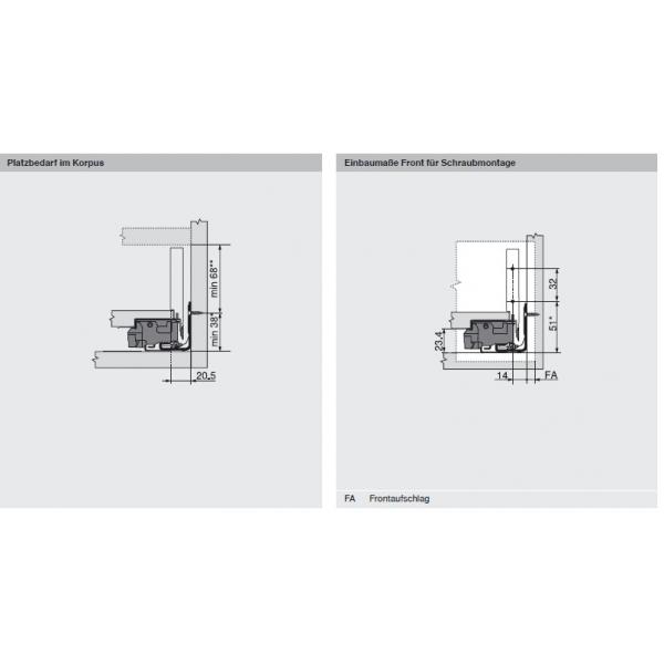 blum LEGRABOX pure Zarge M=90,3mm, NL=500 mm, Inox