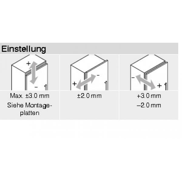 CLIP top Weitwinkelscharnier für 0-Einsprung 155°, Mittelanschlag ohne Feder Inserta, 70T7690.TL