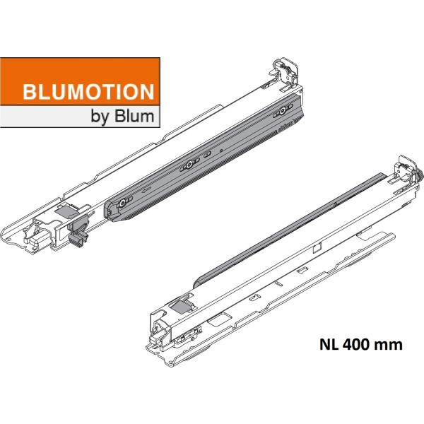 MOVENTO mit BLUMOTION, Vollauszug für Holzschubkasten Bodenmontage, Vollauszug, 40 kg, NL=400 mm, ohne Kupplungen, li/re
