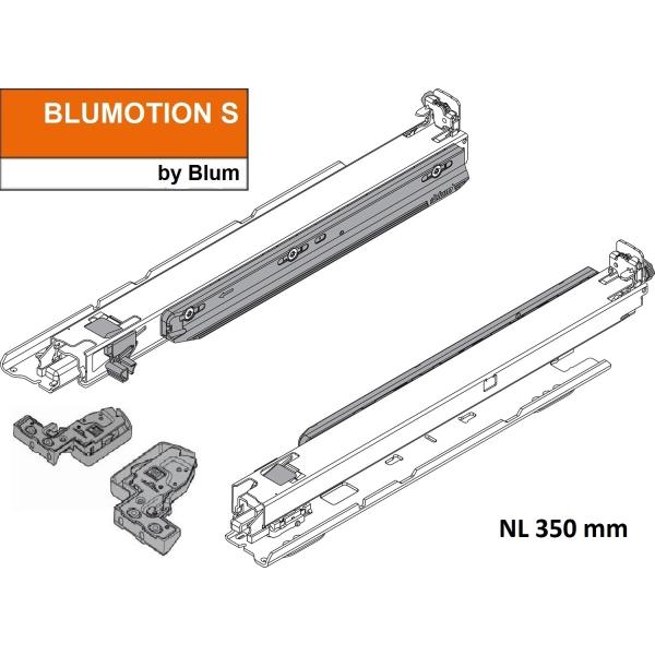 MOVENTO mit BLUMOTION, Vollauszug für Holzschubkasten Bodenmontage, Vollauszug, 40 kg, NL=350 mm, mit Kupplungen, li/re