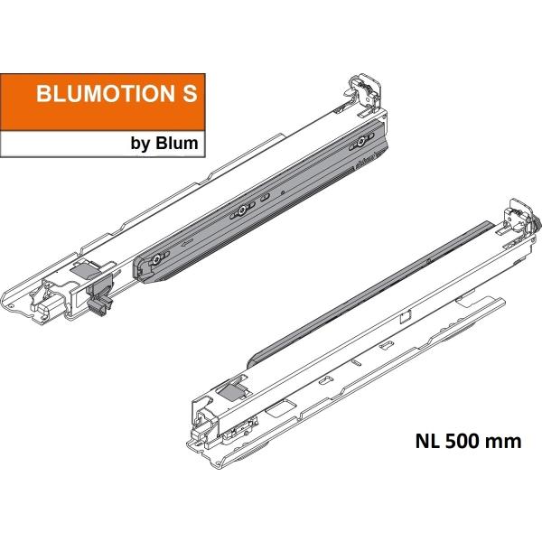 MOVENTO mit BLUMOTION, Vollauszug für Holzschubkasten Bodenmontage, Vollauszug, 40 kg, NL=500 mm, ohne Kupplungen, li/re