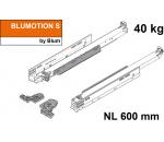 MOVENTO mit BLUMOTION S, Vollauszug für Holzschubkasten, 40 kg, NL=600mm, mit Kupplungen, für TIP-ON-Blumotion, 760H6000S