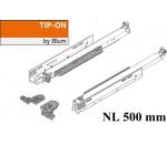MOVENTO mit TIP-ON, Vollauszug für Holzschubkasten, 60 kg, NL= 500mm, mit Kupplungen