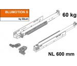 MOVENTO mit BLUMOTION S, Vollauszug für Holzschubkasten, 60 kg, NL=600mm, mit Kupplungen, für TIP-ON-Blumotion, 766H6000S