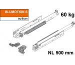 MOVENTO mit BLUMOTION S, Vollauszug für Holzschubkasten, 60 kg, NL=500mm, mit Kupplungen, für TIP-ON-Blumotion, 766H5000S