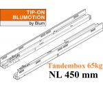 TANDEMBOX TIP-ON Blumotion Korpusschiene Vollauszug, 65 kg, NL= 450mm, li/re