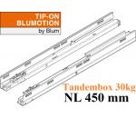 TANDEMBOX TIP-ON Blumotion Korpusschiene Vollauszug, 30 kg, NL= 450mm, li/re